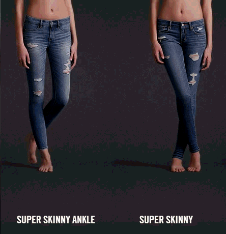 abercrombie & fitch skinny vs super skinny jeans